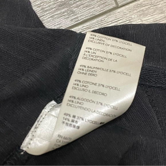 Free People Hand Me Down Embroidered Linen Blouse Cropped Top Black Sz S - Picture 9 of 9